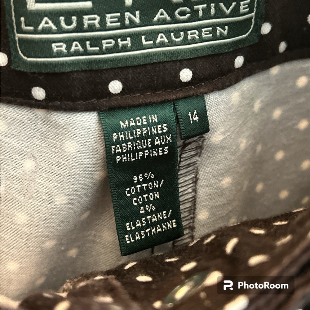 💜Half Off💜Ralph Lauren Active Brown Polka Dot Capri Pants. NWOT Size 14 - Picture 3 of 3